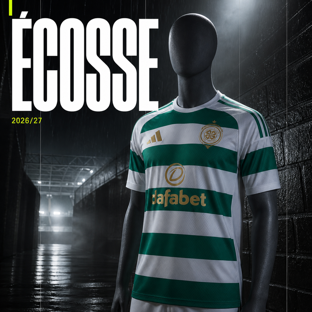 Collection Écosse : maillot du Celtic à rayures vertes et blanches sur mannequin