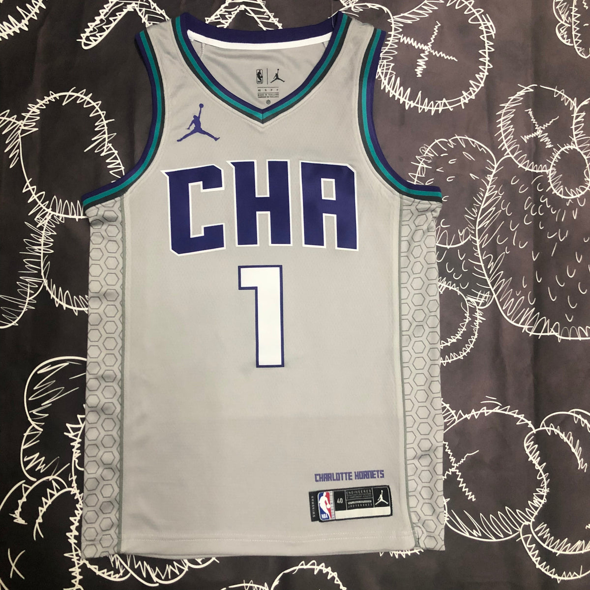 Maillot Charlotte Hornets City Edition 2018-19 CHA - Gris
