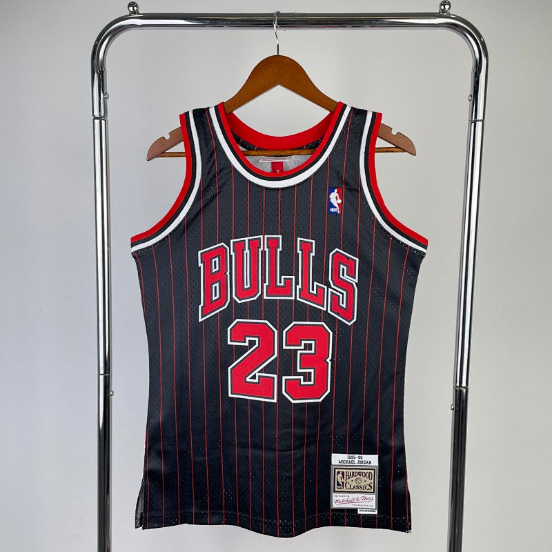 Maillot Chicago Bulls Hardwood Classics 1995-96 Pinstripes - Noir