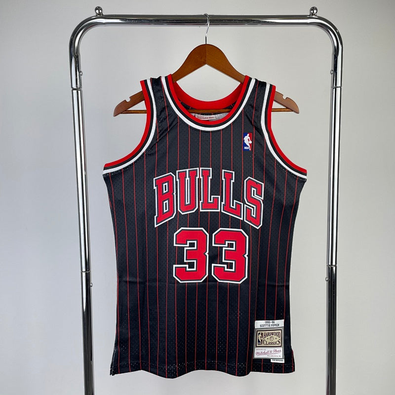Maillot Chicago Bulls Hardwood Classics 1995-96 Pinstripes - Noir