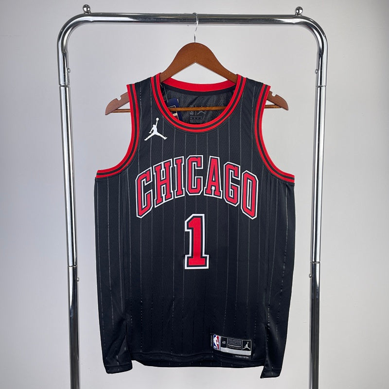 Maillot Chicago Bulls Statement Edition Pinstripes - Noir