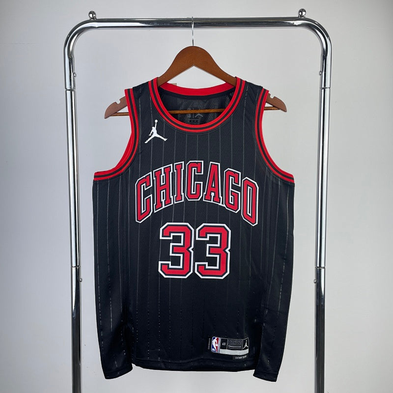 Maillot Chicago Bulls Statement Edition Pinstripes - Noir