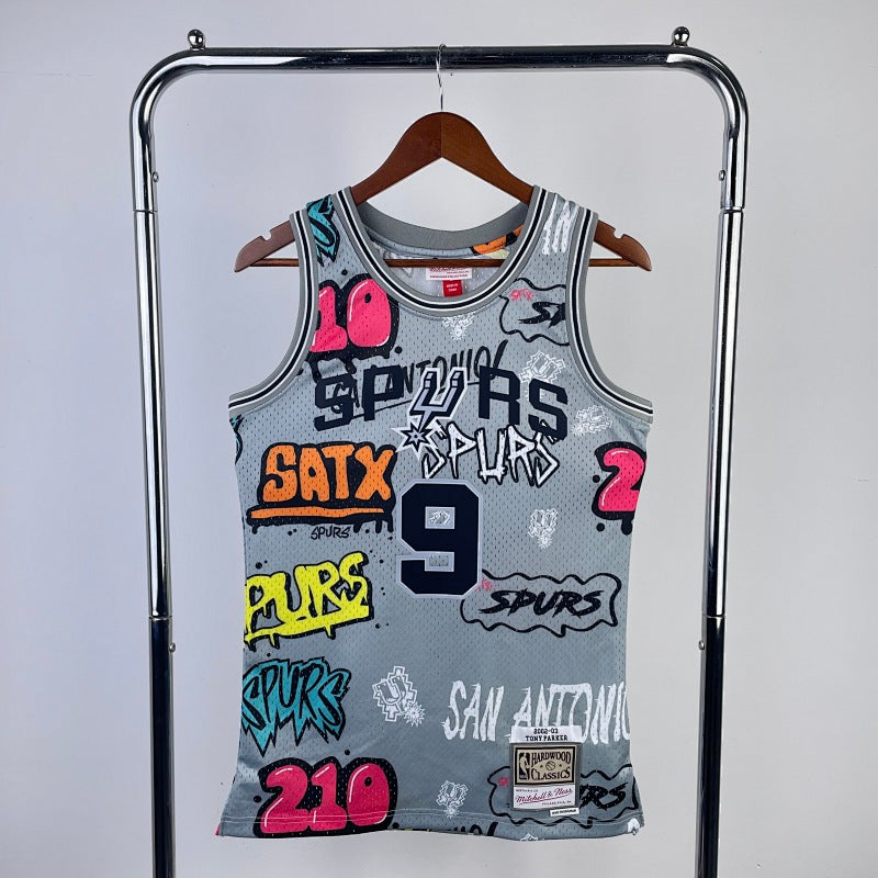 Maillot San Antonio Spurs Retro Graffiti - Gris