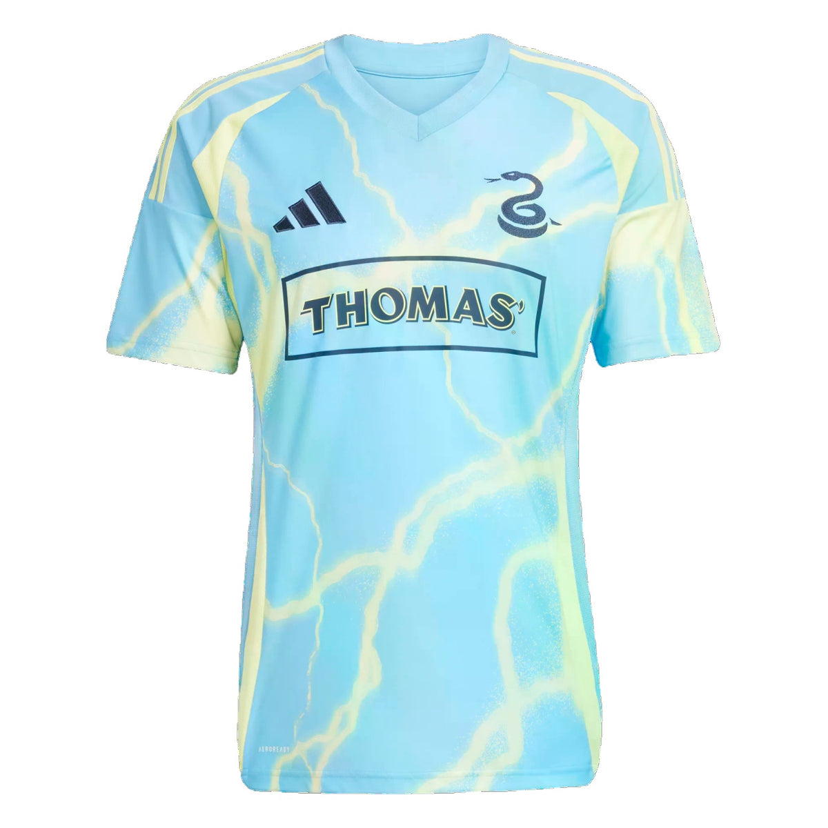 Philadelphia Union Voltage, maillot extérieur Fans 2025-2026 bleu et jaune, vue de face