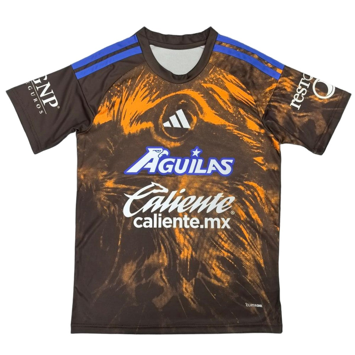 Maillot Club America Fans, modèle marron à motif aigle, vue de face