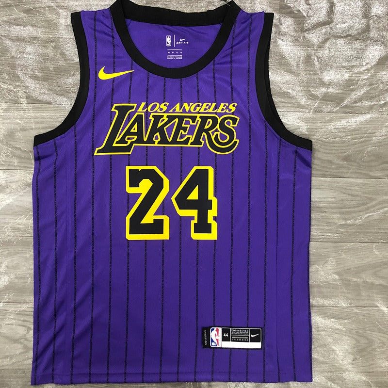Maillot Los Angeles Lakers City Edition 2018-19 Magic Johnson - Violet a rayures