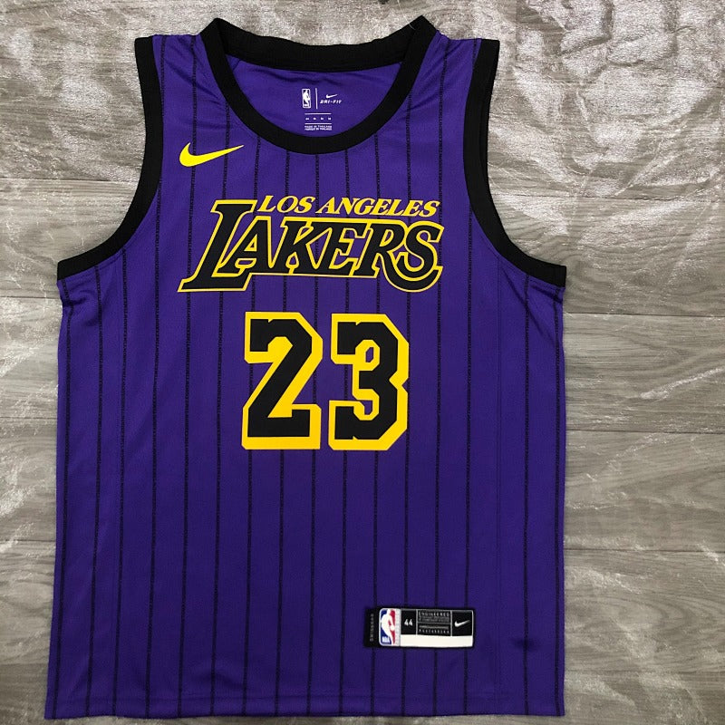 Maillot Los Angeles Lakers City Edition 2018-19 Magic Johnson - Violet a rayures