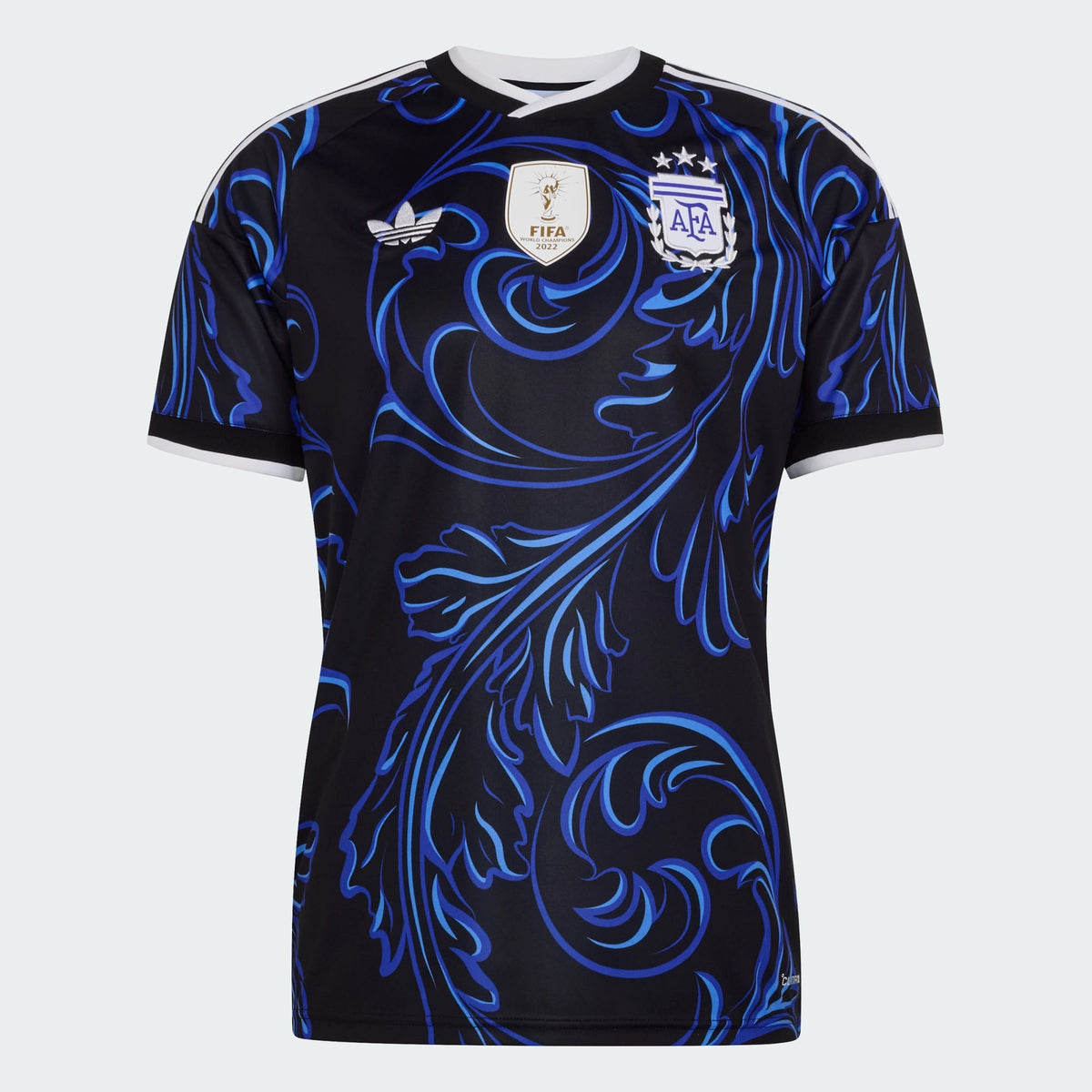 Maillot Argentine 26-27 extérieur noir et bleu, vue de face