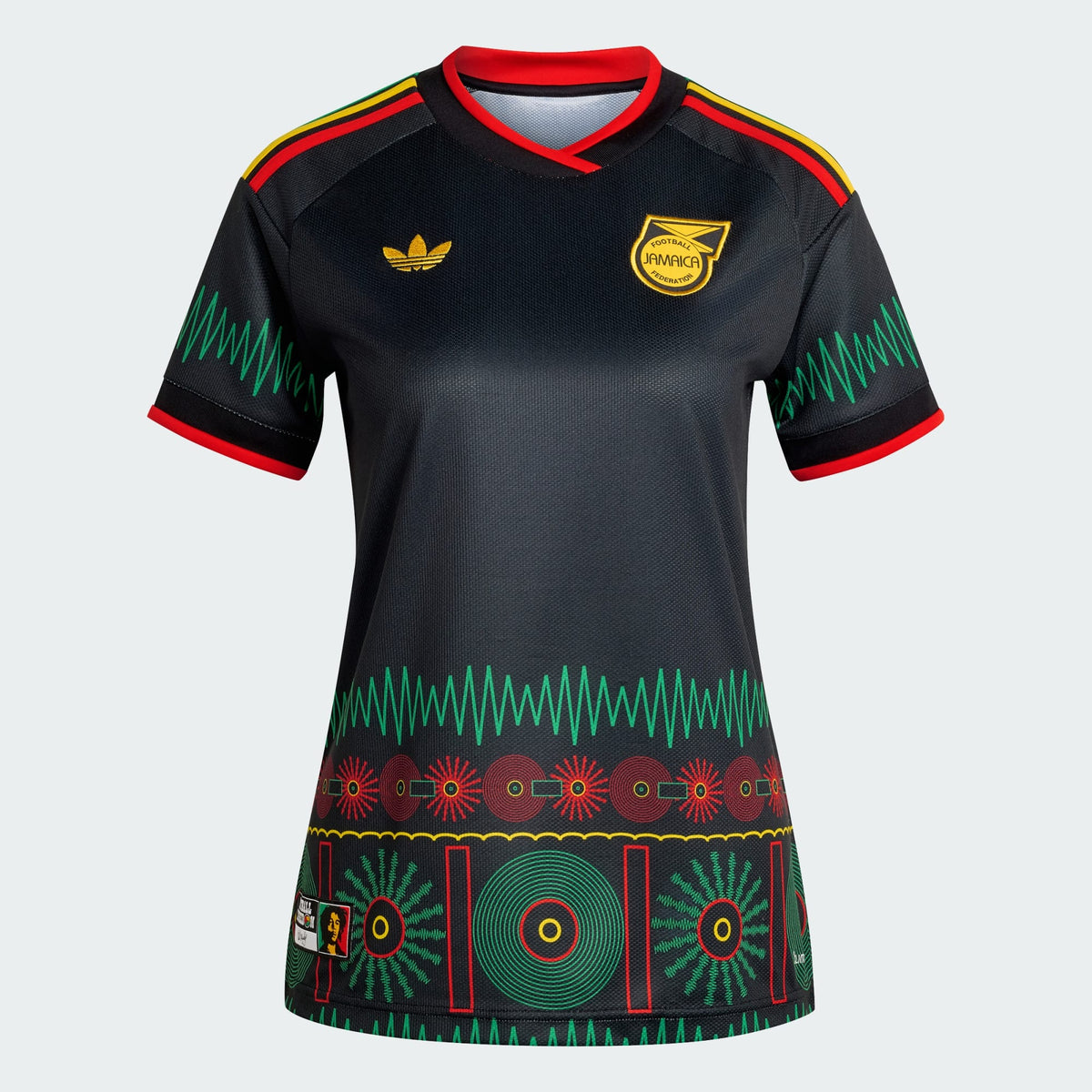 Maillot Jamaïque 26-27 extérieur noir Bob Marley, vue de face